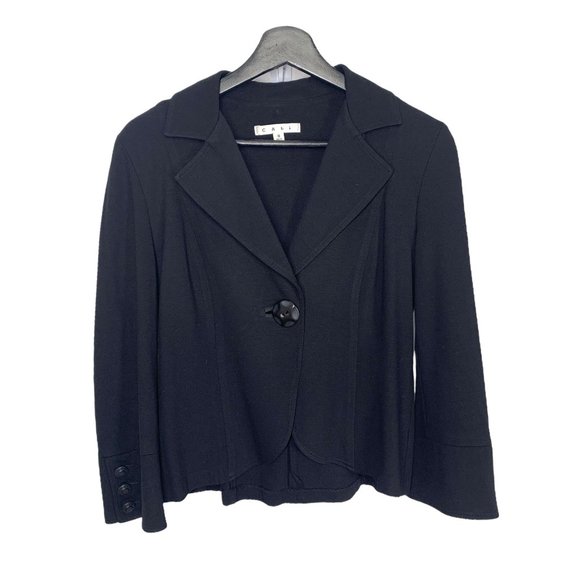 CAbi Black Single Button Flare Cuff Blazer Small - Picture 1 of 7